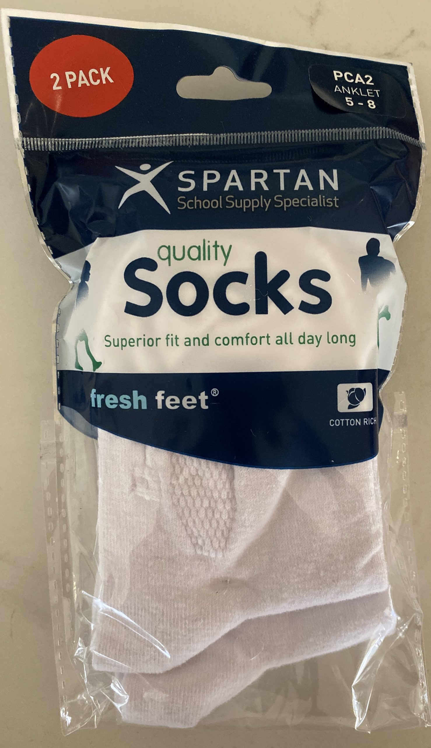 White Socks Cotton - Pack of 2 (Sports)