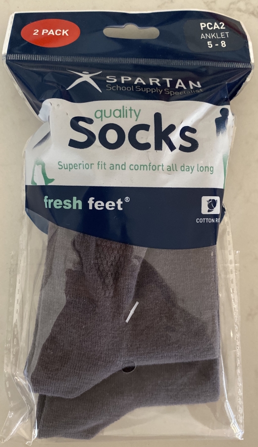 Grey Socks Cotton - Pack of 2 (Boys)